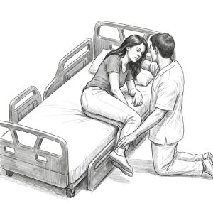 Присаживание больного на кровати