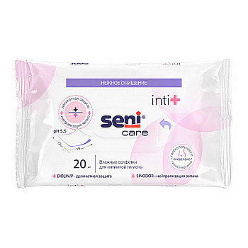 Салфетки влажные Seni Care Inti+ для интимной гигиены, 20 шт/уп
