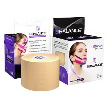 Тейп кинезио для лица BBTape FACE TAPE, 5см.  х 5м. , бежевый