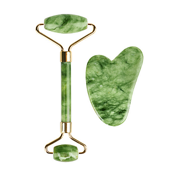 Набор роликовый массажер и кристалл Гуаша Gezatone AMG331 из натурального нефрита, для лица