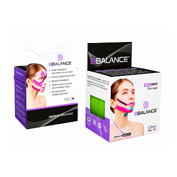 Тейп кинезио для лица BBTape FACE PACK, 2,5см.  х 5м., мята, 2 рулона