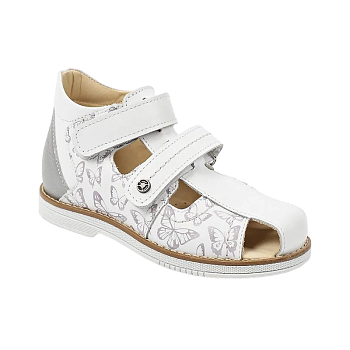 Сандалии закрытые Тапибу Ландыш, арт. FT-26033.22-OL17O.01, серебристый/бабочки