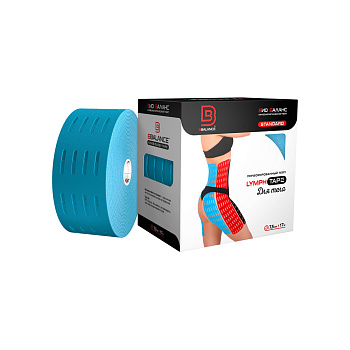 Тейп кинезио BBTape LYMPH TAPE, перфорированный, 7,5см.  х 17м., голубой