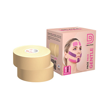 Тейп кинезио для лица BBTape FACE PACK GENTLE, 2,5см.  х 5м., бежевый, 2 рулона