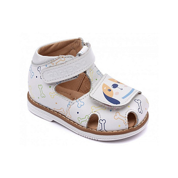 Сандалии закрытые Тапибу, Ландыш, арт. FT-26021.21-OL03O.04, белый/песик