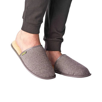 Тапочки Холти Мягкие овечья шерсть, арт. 030324-1200/э, мужские, кофейный