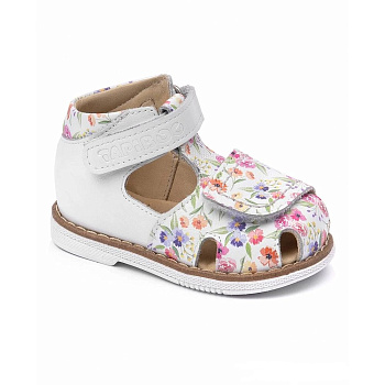 Сандалии закрытые Тапибу Роза, арт. FT-26021.20-OL03O.02, белый/цветы