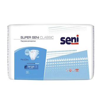 Подгузники Super Seni Classic Large для взрослых, 30 шт.