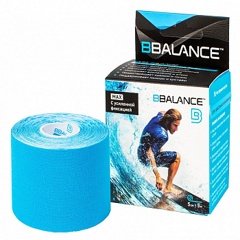 Тейп кинезио BBTape Мax, с усиленным клеем, 5см.  х 5м. , голубой