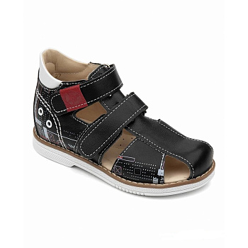 Сандалии закрытые Тапибу Василек, арт. FT-26004.25-OL01O.01, черный/точки NEW