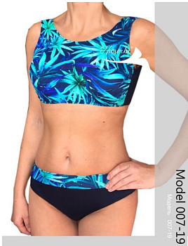 Купальник под экзопротез NIKA, арт.007-19, тропическая ночь (синий), раздельный