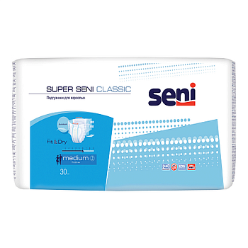 Подгузники Super Seni Classic Medium для взрослых, 30 шт.